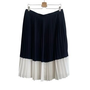 J Crew Pleated Skirt Size 20 Plus Size Navy White Midi Party Career